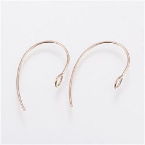Rose Gold Modern Forward-Facing Stainless Steel Ear Wires, 20 Pieces, Earring Hook #30
