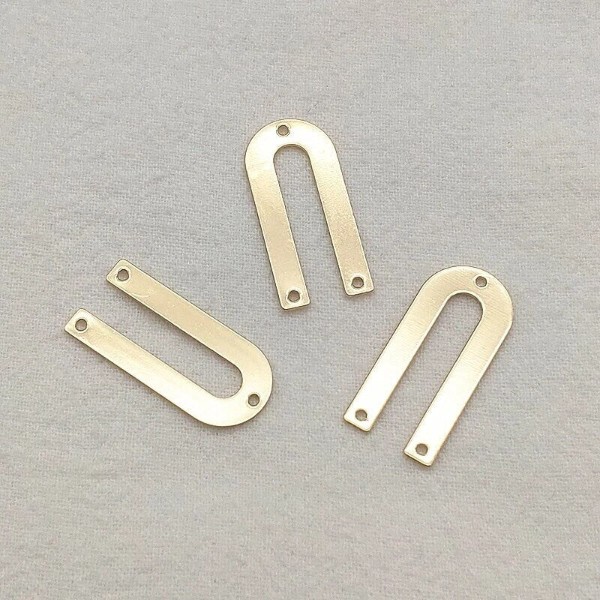Gold Brass Narrow Arch 3-Hole Arch Connectors, 10 Pieces, Connector #56