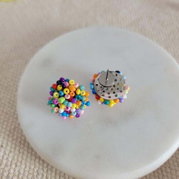 Bold Rainbow 15mm Small Seed Bead Topper, 1 Pair, Seed Bead #74
