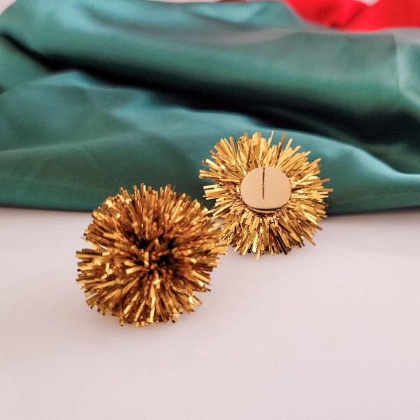 Gold Tinsel 30mm Large Stud Topper, 1 Pair, Stud #172
