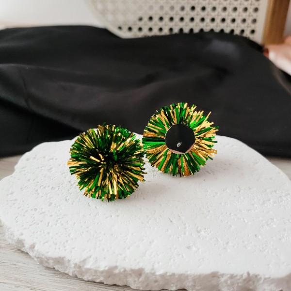 Green and Gold Mix Tinsel 30mm, 1 Pair, Stud #173