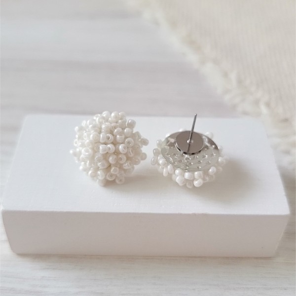 Ivory 15mm Small Seed Bead Topper, 1 Pair, Seed Bead #15