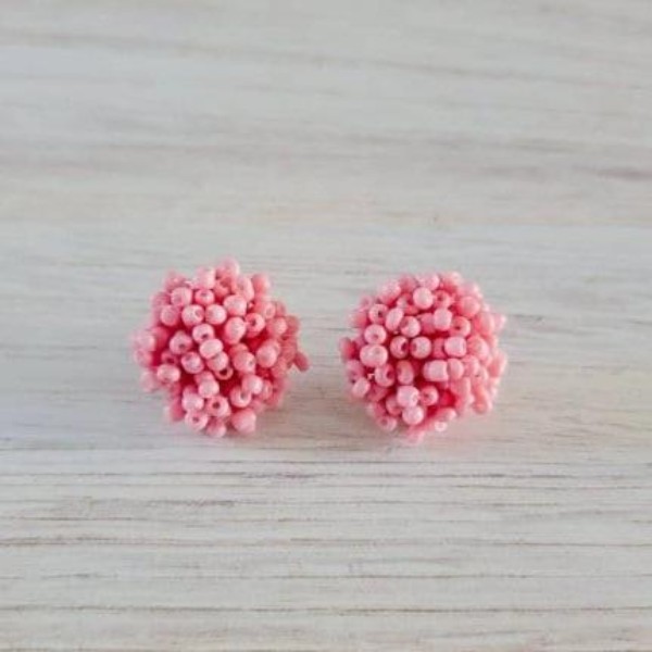 Light Pink 15mm Small Seed Bead Topper, 1 Pair, Seed Bead #11