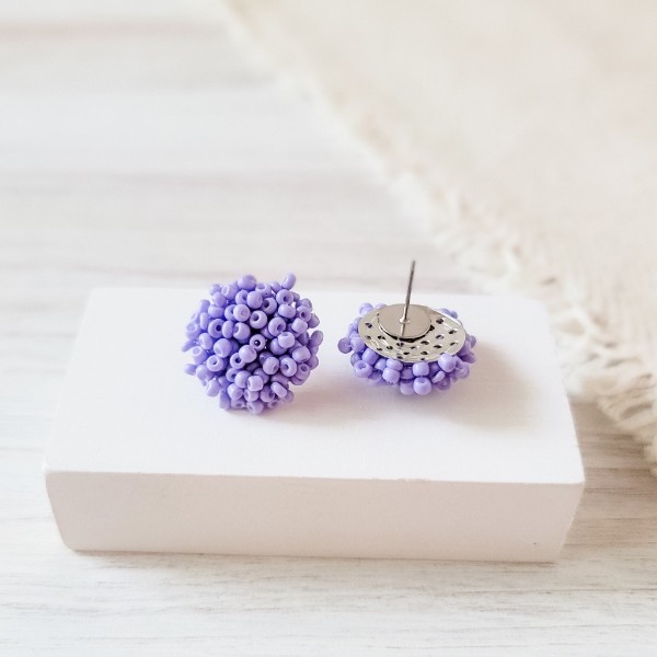 Light Purple 15mm Small Seed Bead Topper, 1 Pair, Seed Bead #17