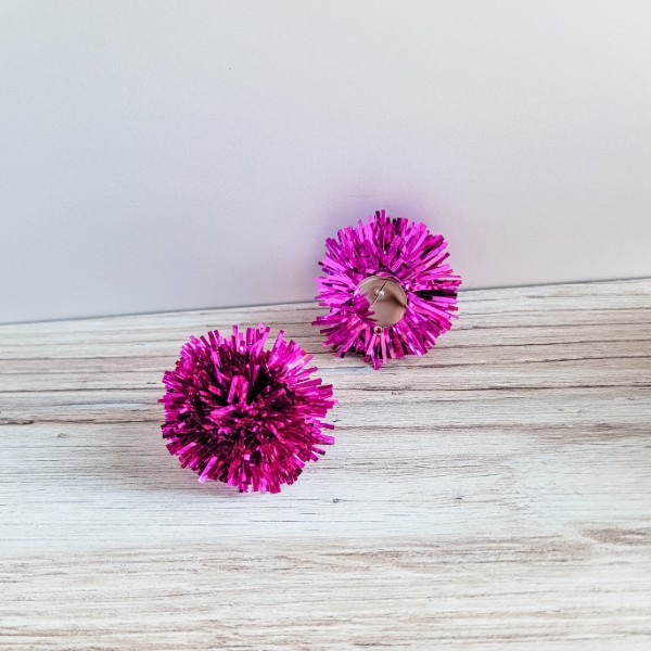 Magenta Tinsel 30mm Large Stud Topper, 1 Pair, Stud #181