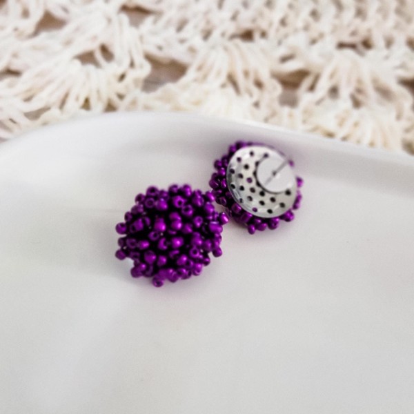 Metallic Purple 15mm Small Seed Bead Topper, 1 Pair, Seed Bead #18