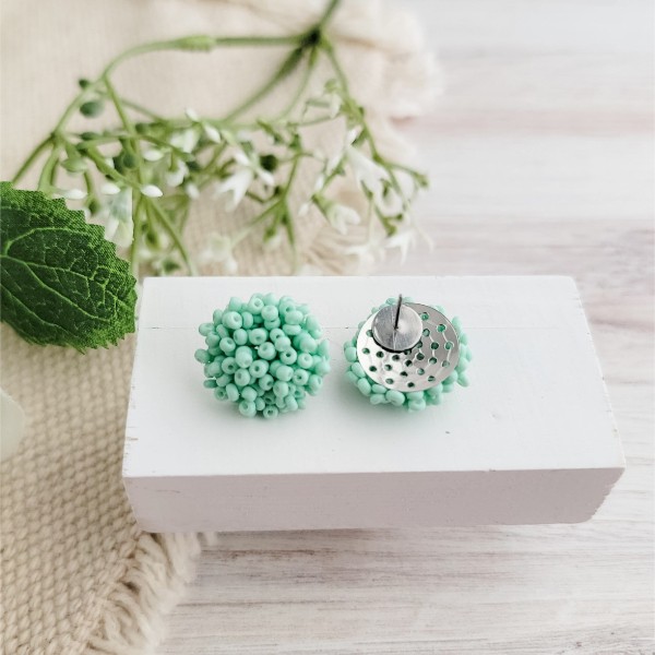 Mint 15mm Small Seed Bead Topper, 1 Pair, Seed Bead #13