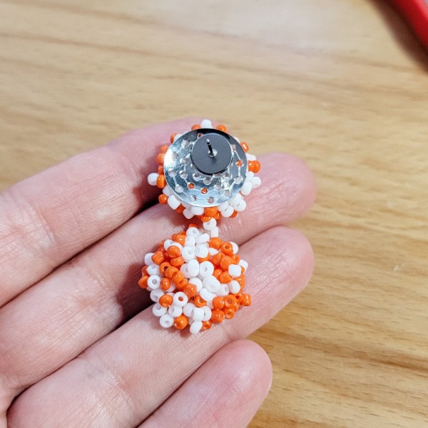 Light Orange and White Mix 15mm Small Seed Bead Topper, 1 Pair, Seed Bead #72