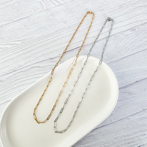 New Premium Full Necklace Paperclip Chain Finding (Silver or Gold Stainless Steel), Pack of 5, Chain #19