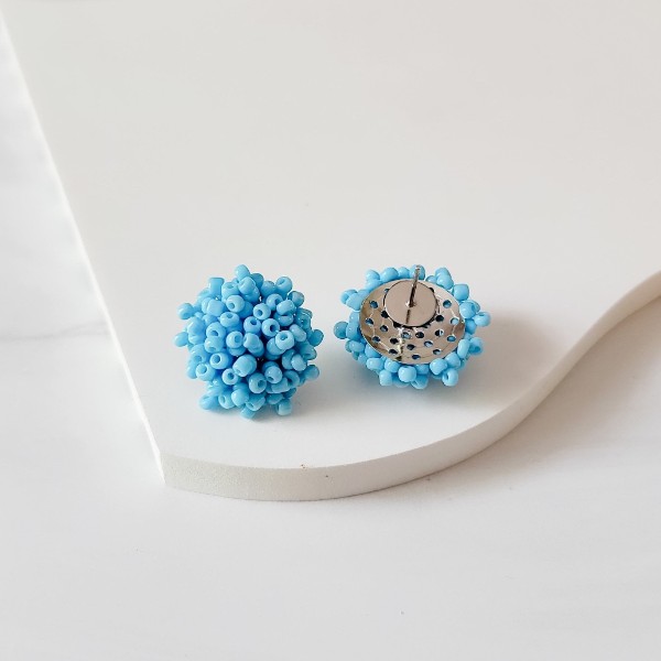 Sky Blue 15mm Small Seed Bead Topper, 1 Pair, Seed Bead #12