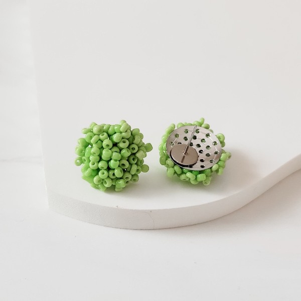 Spring Green 15mm Small Seed Bead Topper, 1 Pair, Seed Bead #24