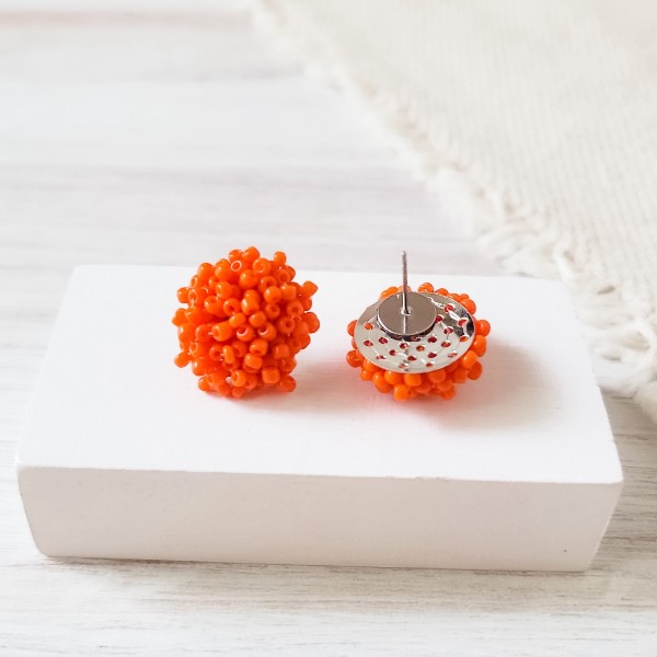 True Orange 15mm Small Seed Bead Topper, 1 Pair, Seed Bead #7