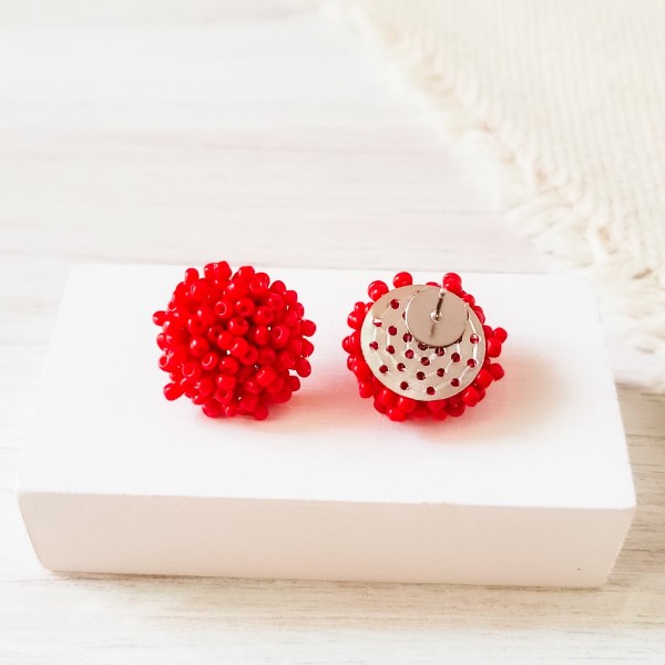 True Red 15mm Small Seed Bead Topper, 1 Pair, Seed Bead #5