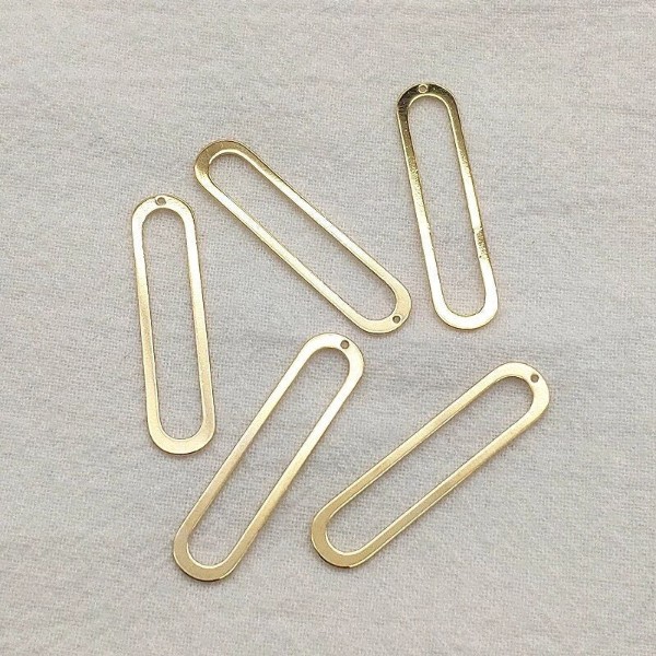 Gold Open Elongated Oval, 10 Pieces, Charm #80