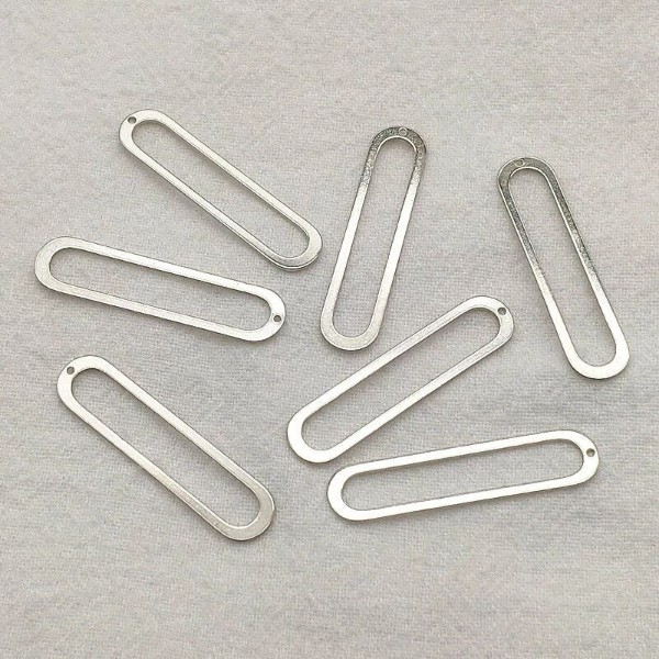 Silver Open Elongated Oval , 10 Pieces, Charm #79