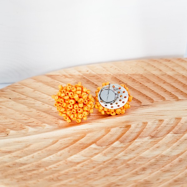 Pastel Orange 15mm Small Seed Bead Topper, 1 Pair, Seed Bead #16