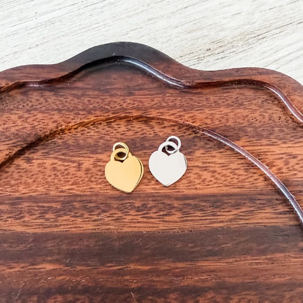 Petite Heart Lock Charms with Attached Jump Rings (Silver or Gold), 5 Total, Metal Blank #249