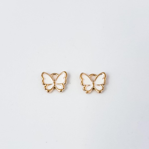 Petite White Butterfly Gold-Plated Enamel Charms, 10 Pieces, Charm #18