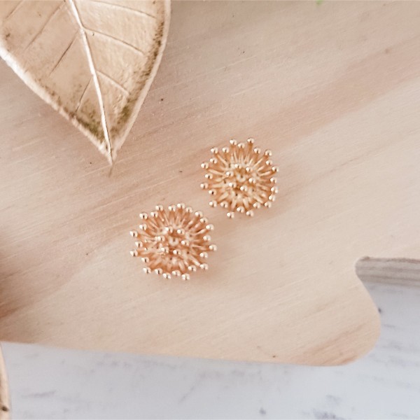 Regular Gold Brass Flower Center (12mm Stamen, No Hole), 10 Pieces, Charm #57
