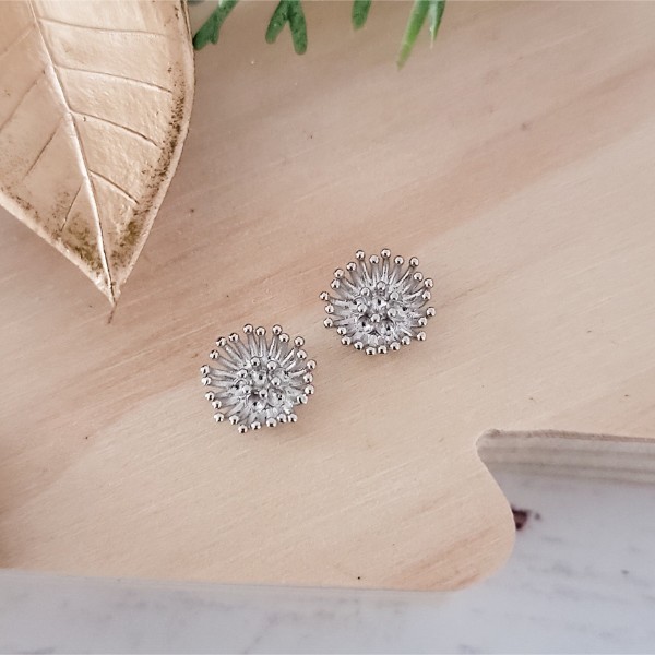 Regular Silver Brass Flower Center (12mm Stamen, No Hole), 10 Pieces, Charm #58