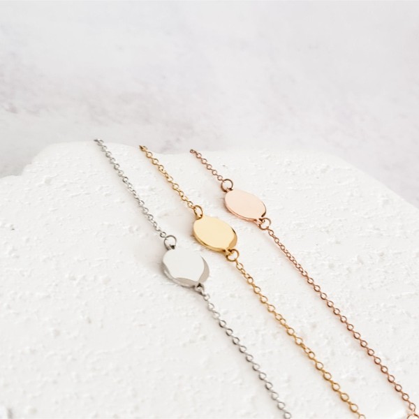 Round Charm Cable Chain Bracelet (Silver, Gold, or Rose Gold), 1 Total, Metal Blank #32