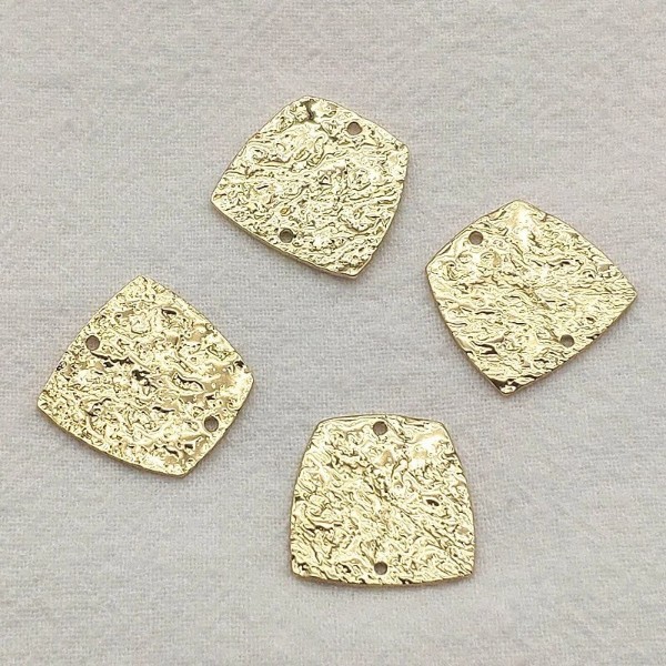 Gold Rounded Trapezoid 2-Hole Hammered Brass Connectors, 10 Pieces, Connector #55