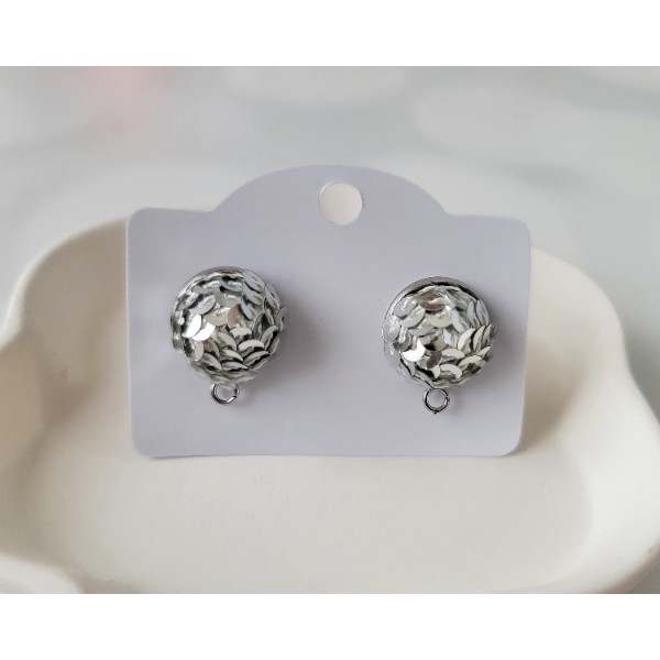 Silver 15mm Sequin Stud Topper, 1 Pair, "Stud #186