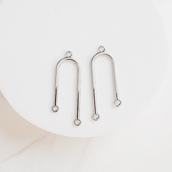 Silver Asymmetrical Alloy Arches, 10 Pieces, Connector #79