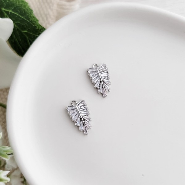 Silver Cubic Zirconia Trellis Charms, 10 Pieces, Charm #34