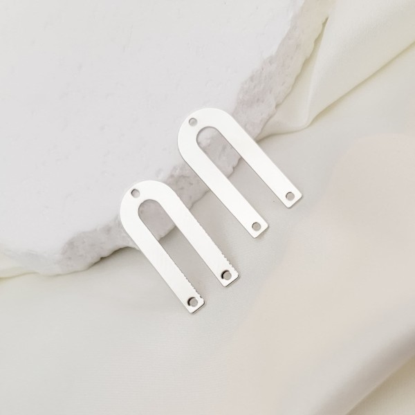 Silver Brass Narrow Arch 3-Hole Arch Connectors, 10 Pieces, Connector #57