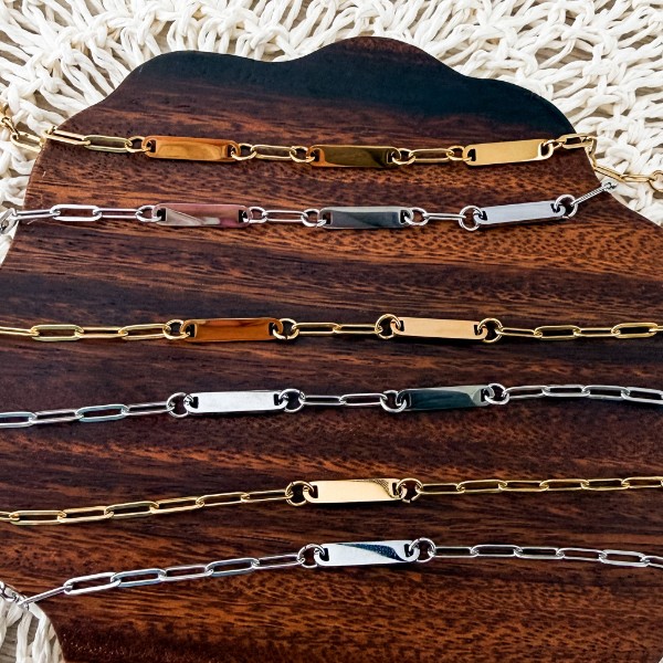 Small Oval Bar Paperclip Bracelet (1, 2, or 3 Bars), 1 Bracelet Total, Metal Blank #238