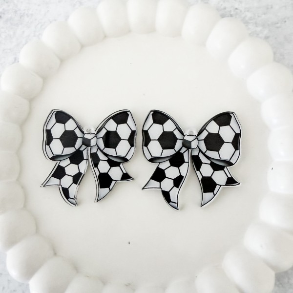 Soccer Statement Bow Earring Blank (1 Pair), Acrylic Print & Cut, Laser Blank #5