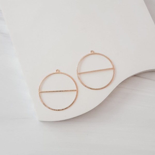 Gold Split Circle 1-Hole Brushed Brass Pendant, 10 Pieces, Charm #52