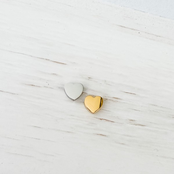 Tiny Heart Bead Charms (Silver or Gold), 5 Total, Metal Blank #247