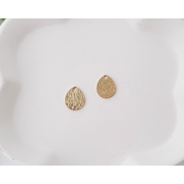 Gold Brushed Brass Tiny Teardrop Charms, 10 Pieces, Charm #102