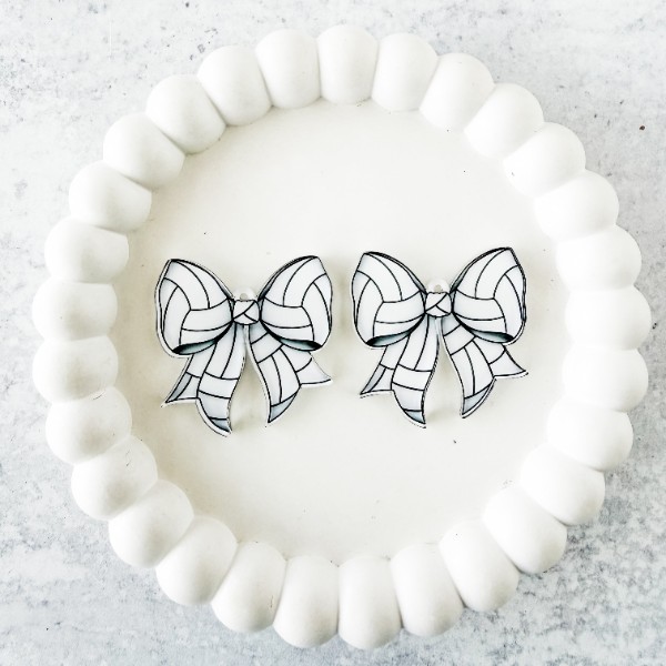 Volleyball Statement Bow Earring Blank (1 Pair), Acrylic Print & Cut, Laser Blank #3