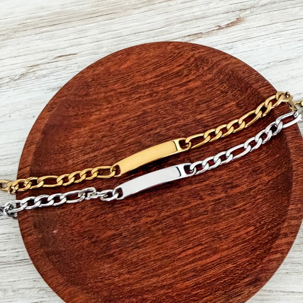 Women's Horizontal Bar Figaro Bracelet, 1 Total, Metal Blank #242